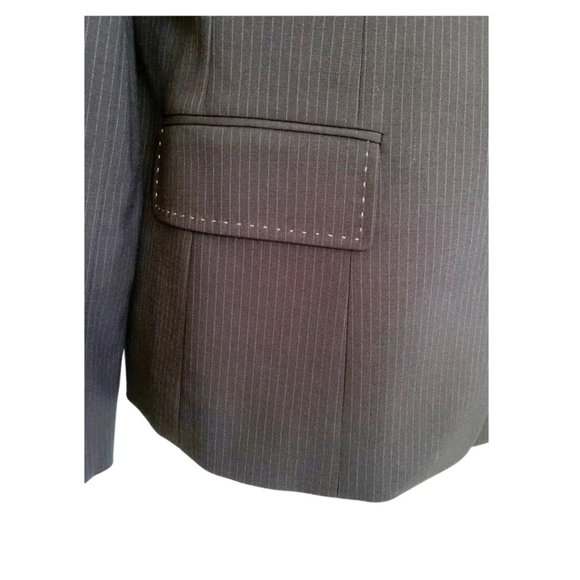 Elie Tahari Light Wool Casual Business Suit | Brown Black with Pink Accents - Picture 7 of 16